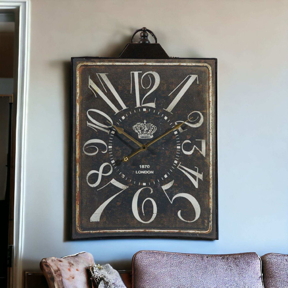 Vintage Style Black and White Iron Wall Clock - Homeroots - Flyclothing LLC