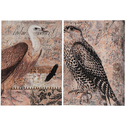 Set of 2 Antique Post Card Birds Wall Art