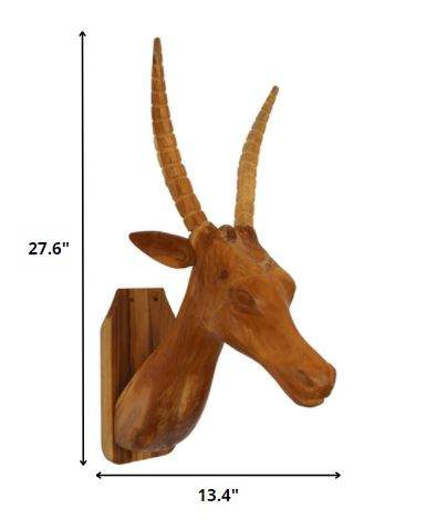 Brown Solid Wood Elk Wall Decor - Homeroots - Flyclothing LLC