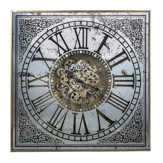 Silver And Gold Antique Style Square Wall Clock - Homeroots