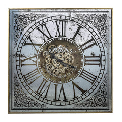 Silver And Gold Antique Style Square Wall Clock - Homeroots