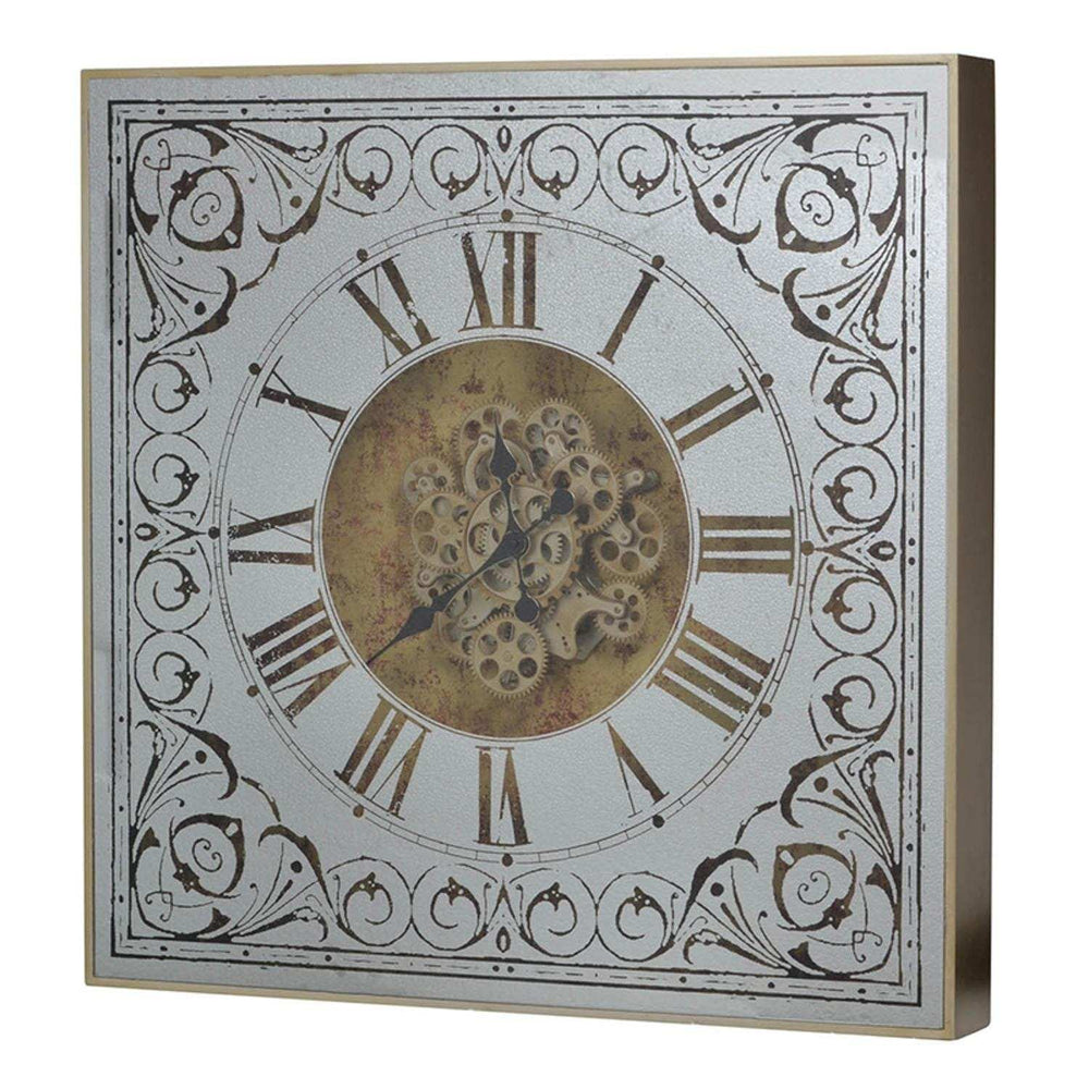 Silver And Gold Antique Style Square Wall Clock - Homeroots - Flyclothing LLC
