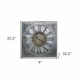 Silver And Gold Antique Style Square Wall Clock - Homeroots - Flyclothing LLC