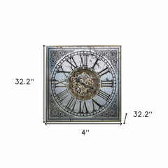 Silver And Gold Antique Style Square Wall Clock - Homeroots