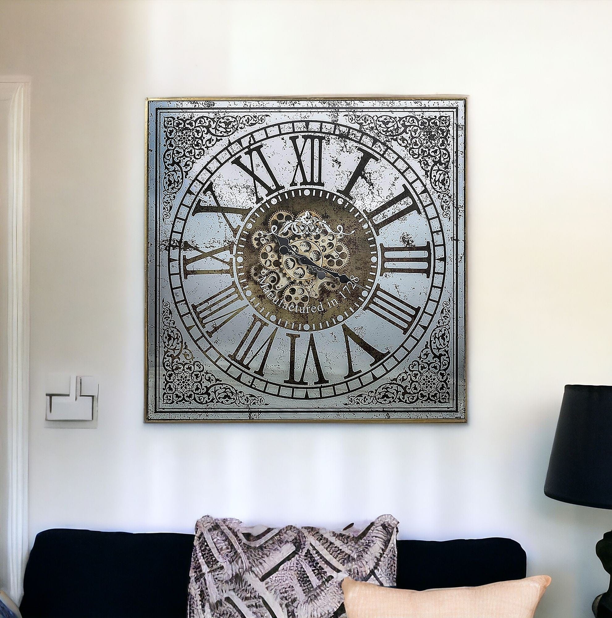 Silver And Gold Antique Style Square Wall Clock - Homeroots