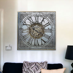 Silver And Gold Antique Style Square Wall Clock - Homeroots