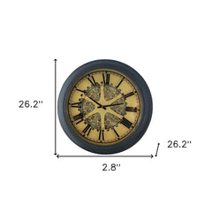 Black and Copper Exposed Gears Round Wall Clock - Homeroots