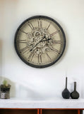18" Black and Ivory Vintage Gear Industrial Wall Clock - Homeroots