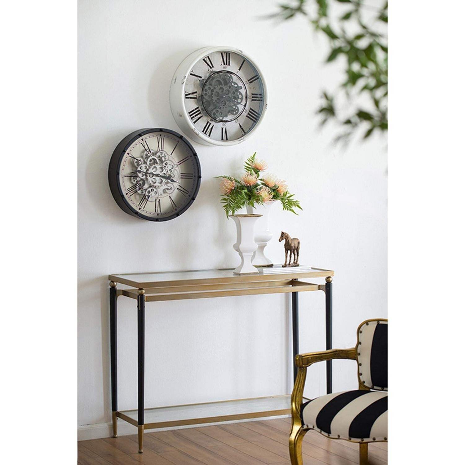 18" Black and Ivory Vintage Gear Industrial Wall Clock - Homeroots - Flyclothing LLC