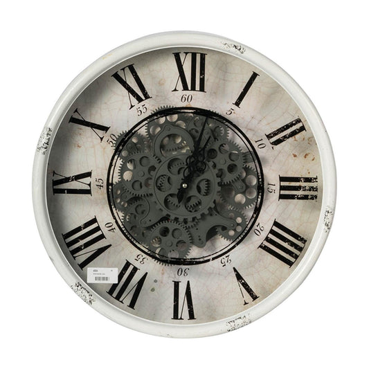 Rustic White Industrial Gear Vintage Wall Clock - Homeroots