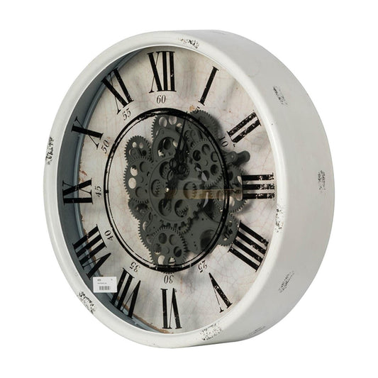 Rustic White Industrial Gear Vintage Wall Clock - Homeroots