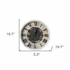 Rustic White Industrial Gear Vintage Wall Clock - Homeroots