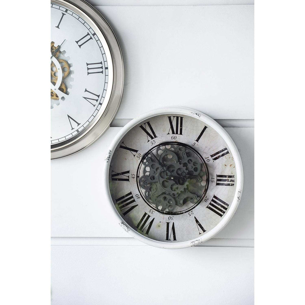 Rustic White Industrial Gear Vintage Wall Clock - Homeroots - Flyclothing LLC