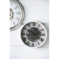 Rustic White Industrial Gear Vintage Wall Clock - Homeroots