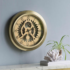 Gold Industrial Style Round Wall Clock - Homeroots