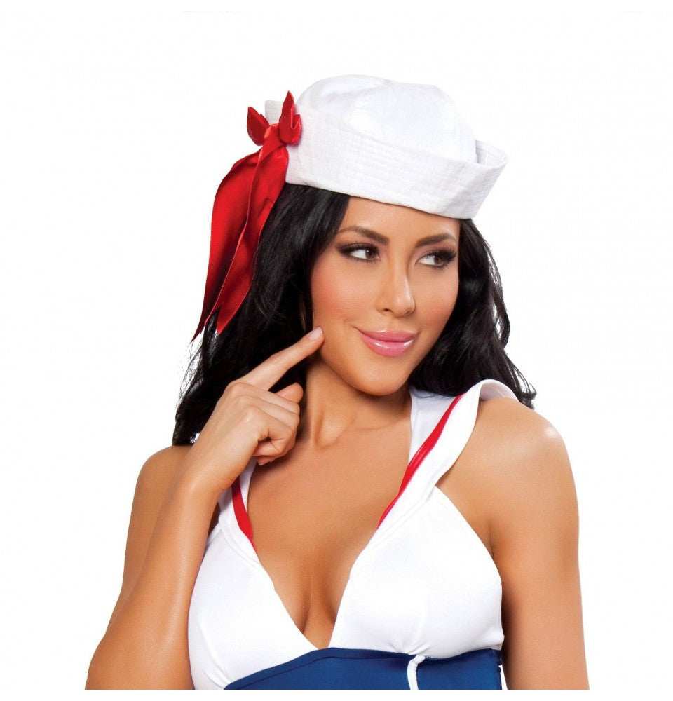 Roma Costume Sailor Hat with Red Ribbon - Roma Costume - Flyclothing LLC