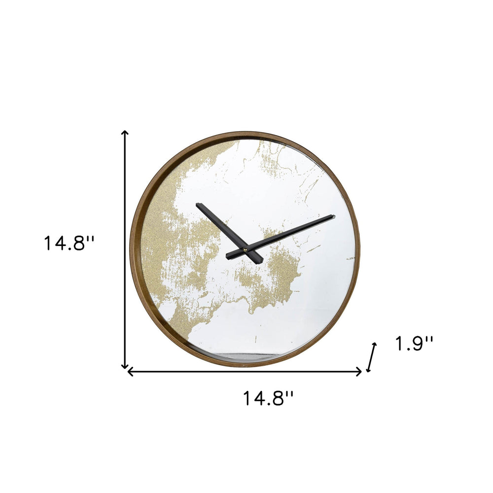 Gold Dust 14" Modern Round Wall Clock - Homeroots - Flyclothing LLC