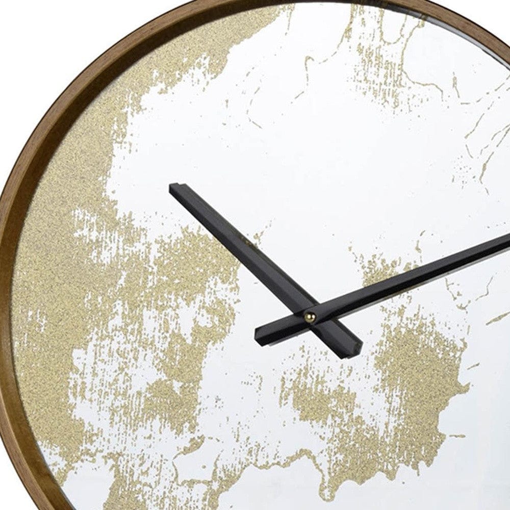 Gold Dust 14" Modern Round Wall Clock - Homeroots