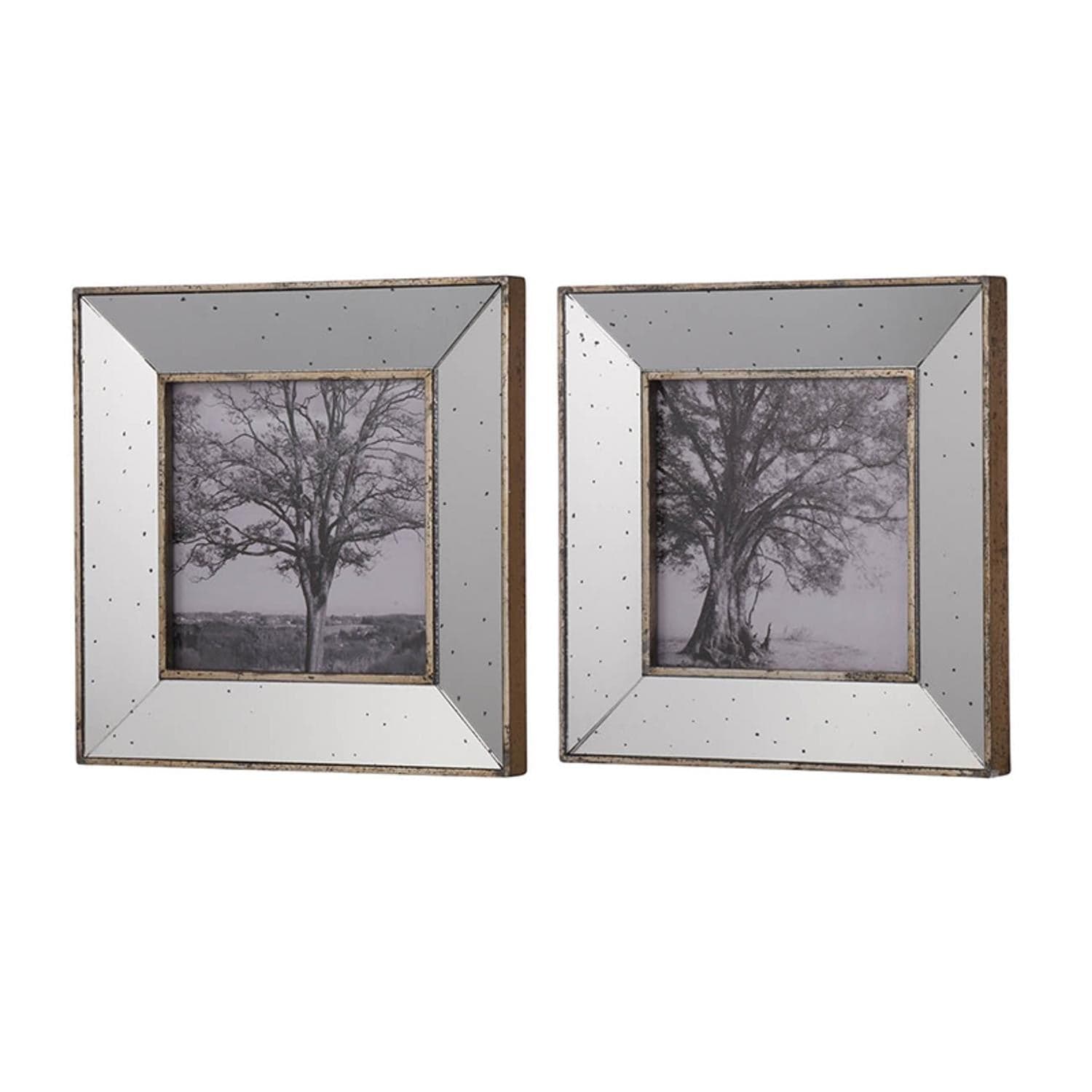 Set of 2 Vintage Style Mirrored Square Picture Frames - Homeroots