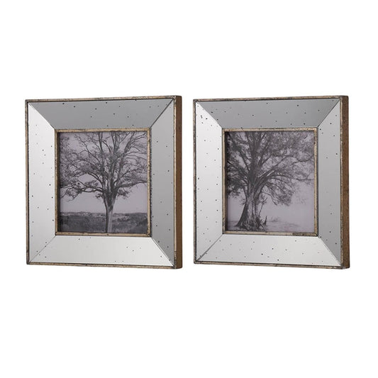 Set of 2 Vintage Style Mirrored Square Picture Frames - Homeroots