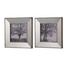 Set of 2 Vintage Style Mirrored Square Picture Frames - Homeroots