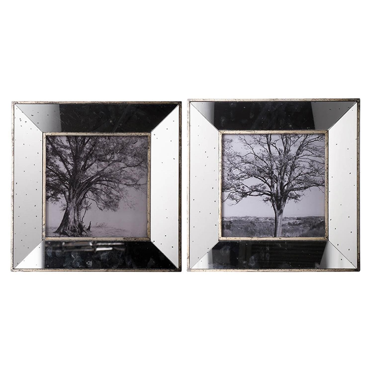 Set of 2 Vintage Style Mirrored Square Picture Frames - Homeroots