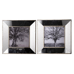 Set of 2 Vintage Style Mirrored Square Picture Frames - Homeroots