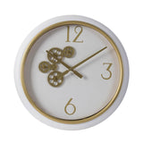 White and Gold Gears Minimal Wall Clock - Homeroots