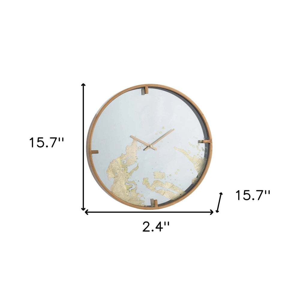 2" Round Gold And White Wood Analog Wall Clock - Homeroots - Flyclothing LLC
