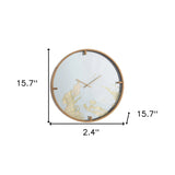 2" Round Gold And White Wood Analog Wall Clock - Homeroots - Flyclothing LLC