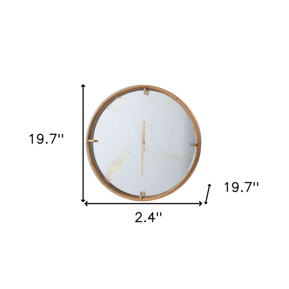 2" Round Gold Wood Analog Wall Clock - Homeroots - Flyclothing LLC