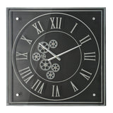 24" Black and Silver Vintage Style Gears Square Wall Clock - Homeroots