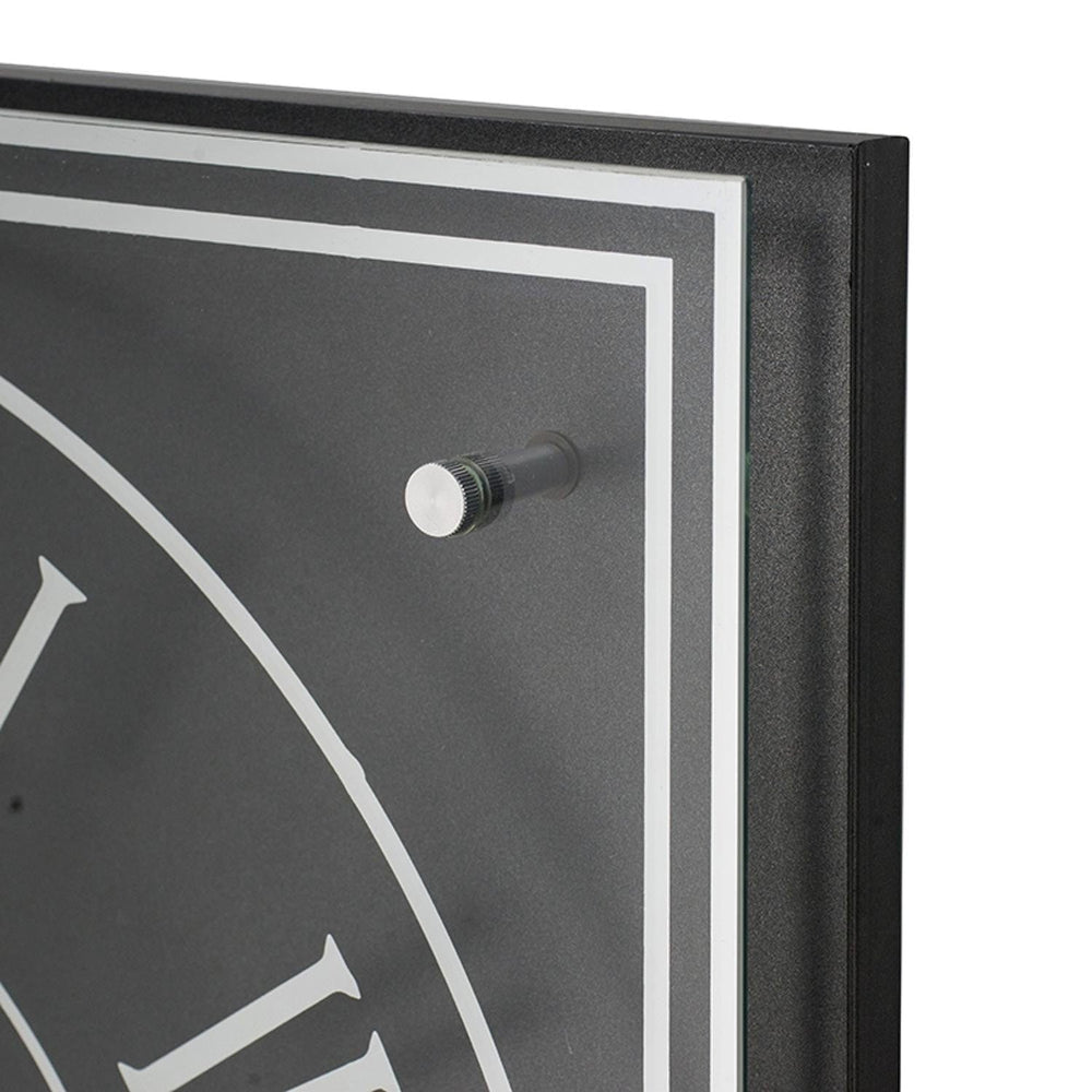 24" Black and Silver Vintage Style Gears Square Wall Clock - Homeroots - Flyclothing LLC