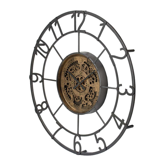 Round Decorative Gear Iron Wall Clock - Homeroots