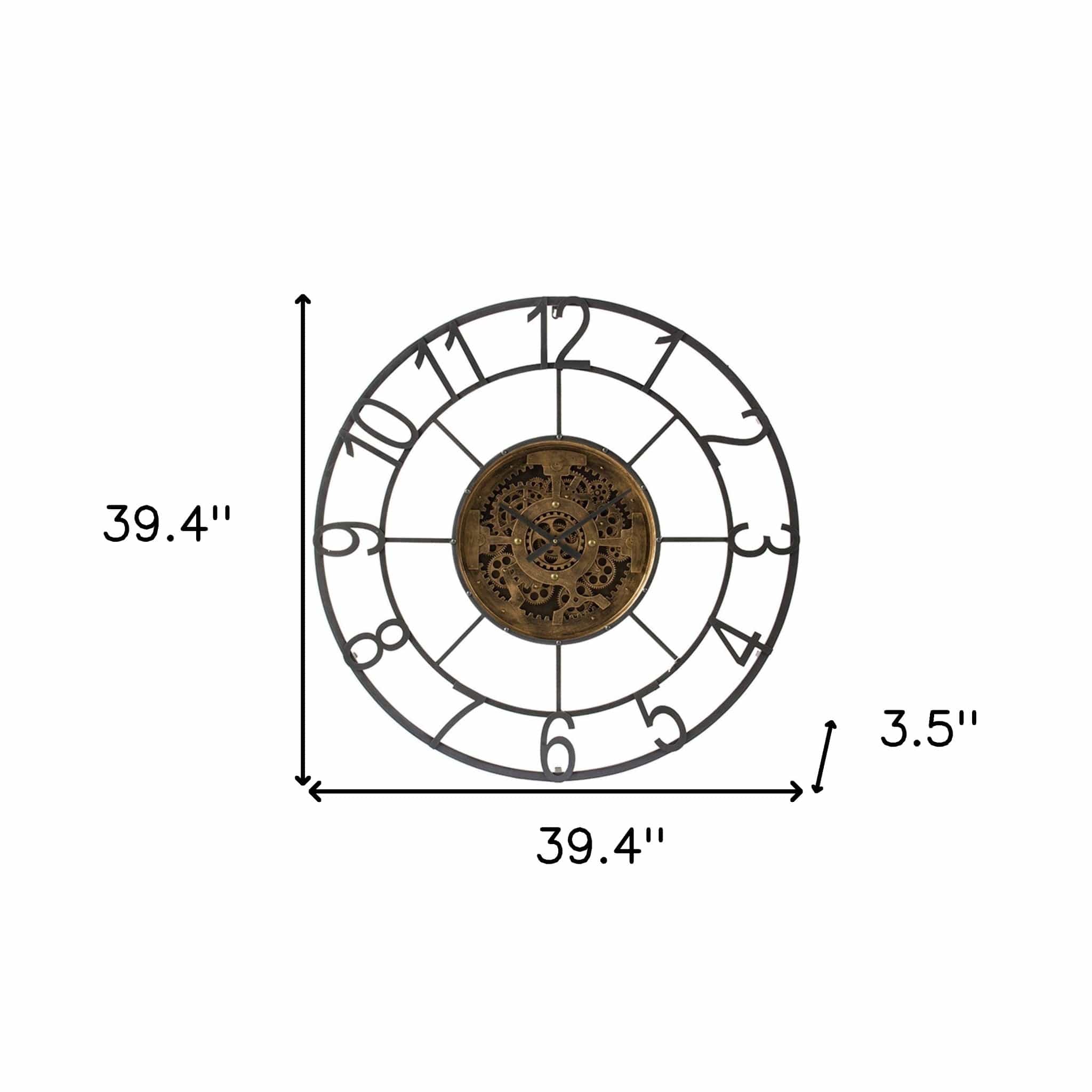 Round Decorative Gear Iron Wall Clock - Homeroots