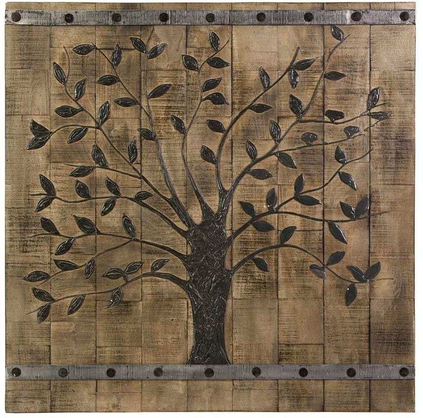 Rustic Brown Barn Door Tree of Life Wall Art - Homeroots - Flyclothing LLC