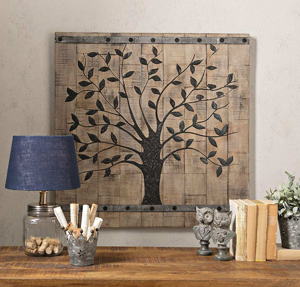 Rustic Brown Barn Door Tree of Life Wall Art - Homeroots - Flyclothing LLC