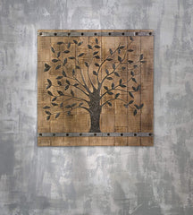 Rustic Brown Barn Door Tree of Life Wall Art - Homeroots