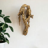 13" Antiqued Gold Parrots Sculpture - Homeroots - Flyclothing LLC