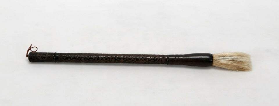 Brown Carved Scroll Wood Decorative Calligraphy Brush - Homeroots - Flyclothing LLC