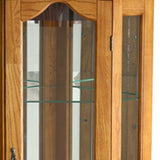 Golden Oak Scallop Top Lighted Corner Curio Cabinet - Homeroots