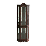 Mahogany Scallop Top Lighted Corner Curio Cabinet - Homeroots - Flyclothing LLC