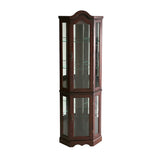 Mahogany Scallop Top Lighted Corner Curio Cabinet - Homeroots