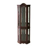 Mahogany Scallop Top Lighted Corner Curio Cabinet - Homeroots - Flyclothing LLC