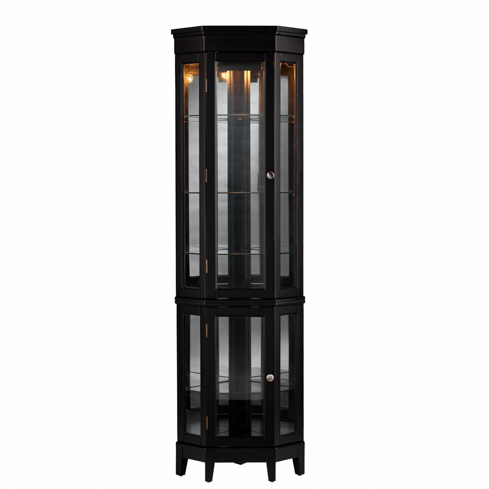 Elegant Black Lighted Curio Cabinet - Homeroots
