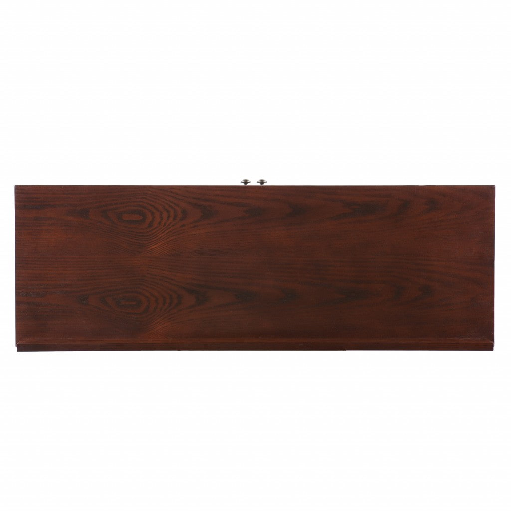 44" Brown Wood With Glass Sideboard with Two Doors
