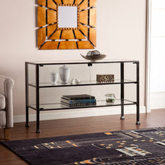 Rustic Black and Glass Double Door Cabinet - Homeroots
