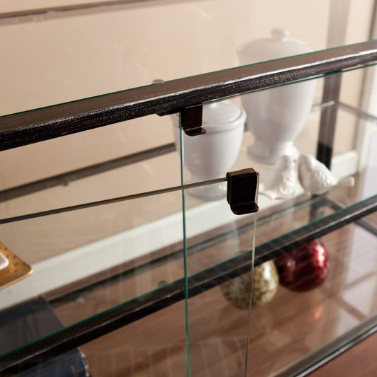 Rustic Black and Glass Double Door Cabinet - Homeroots