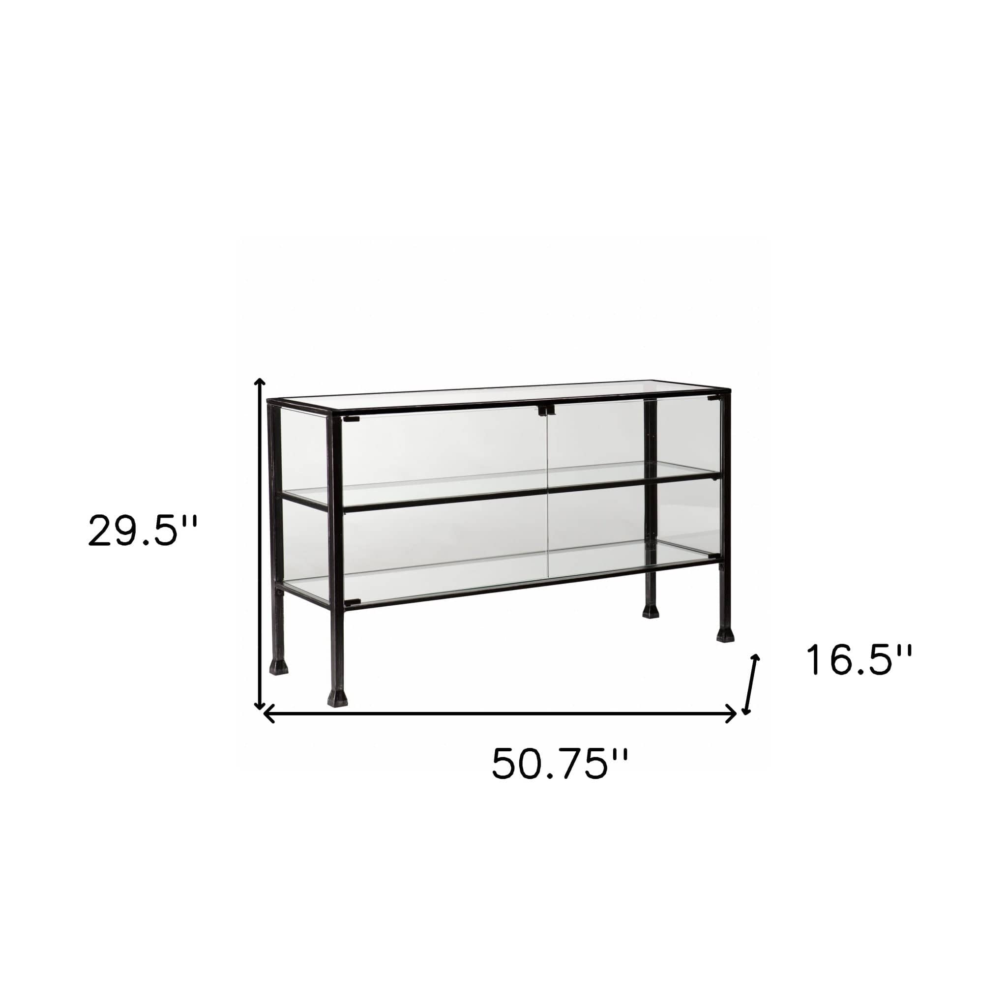 Rustic Black and Glass Double Door Cabinet - Homeroots