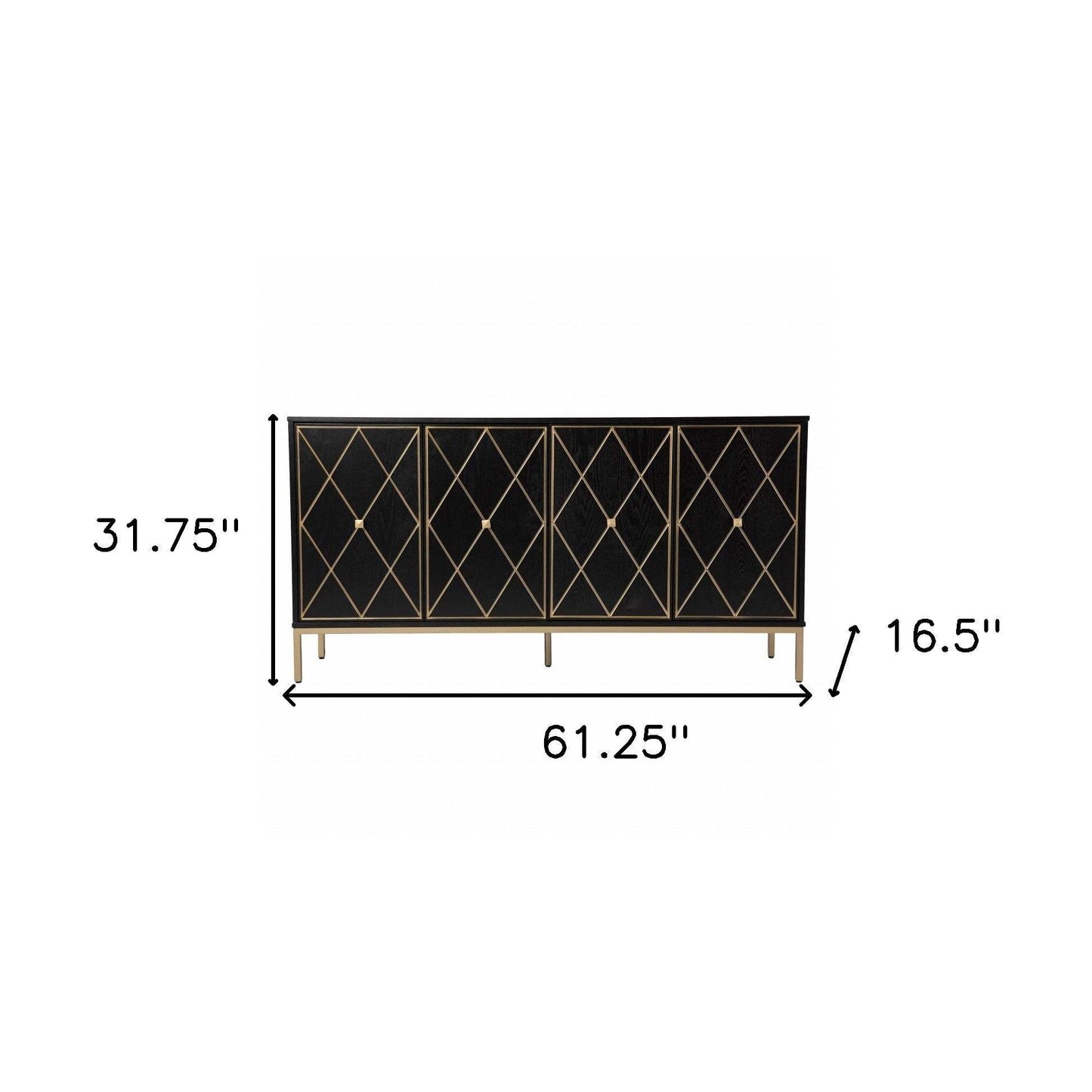 Black and Gold Harlequin Sideboard Storage Cabinet - Homeroots - Flyclothing LLC